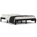 vidaXL Cadre de lit Noir Bois massif 150x200 cm Très grand