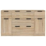 vidaXL Ensemble de buffets 3 Pièces Chêne sonoma Bois d'ingénierie