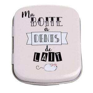 Boite à dents de lait rose en métal