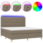 vidaXL Sommier tapissier avec matelas et LED Taupe 180x200 cm Tissu