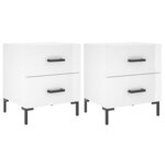 vidaXL Tables de chevet 2 Pièces blanc brillant 40x35x47 5 cm