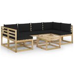 vidaXL Salon de jardin 7 Pièces avec coussins bois de pin imprégné
