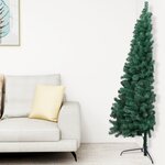 vidaXL Sapin de Noël artificiel moitié avec support vert 180 cm PVC