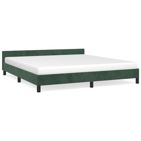 vidaXL Cadre de lit avec tête de lit Vert foncé 180x200 cm Velours