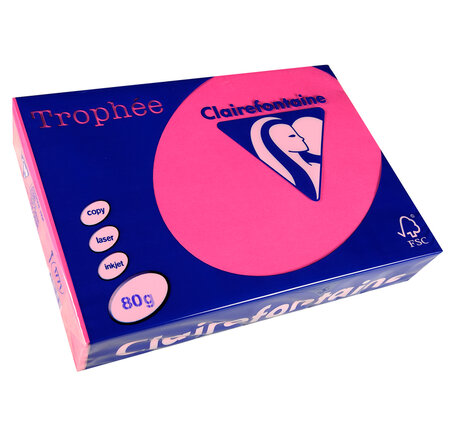 Ramette 500 feuilles papier 80g a4 210x297 mm certifié fsc rose fuchsia trophée