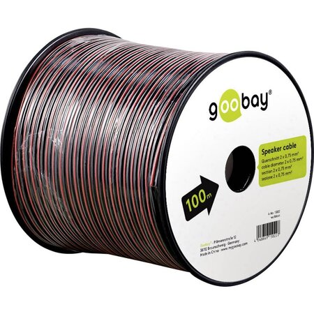 Bobine de câble haut-parleur Goobay 2x 0,75 mm² 100m (Noir/Rouge)