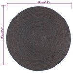 vidaXL Tapis fait à la main Jute Rond 120 cm Gris foncé