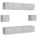 vidaXL Ensemble de meuble TV 6 Pièces Gris béton Aggloméré