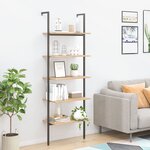 vidaXL Étagère inclinée 5 niveaux Marron clair et noir 64x35x185 cm
