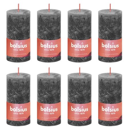 Bolsius Bougies pilier rustiques Shine 8 Pièces 100x50 mm Gris orageux