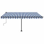 vidaXL Auvent manuel rétractable avec LED 400x350 cm Bleu et blanc