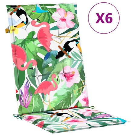 vidaXL Coussins de chaise à dossier haut 6 Pièces multicolore tissu