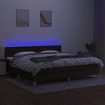 vidaXL Sommier tapissier matelas et LED Marron foncé 200x200 cm Tissu