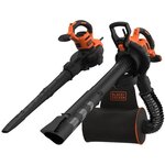 BLACK+DECKER - Aspirateur, Souffleur, Broyeur de feuilles filaire 3000W - BEBLV300-QS – Livré avec tuyau flexible et sac a dos 72L