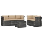 vidaXL Salon palette de jardin 6 Pièces avec coussins Bois de pin massif
