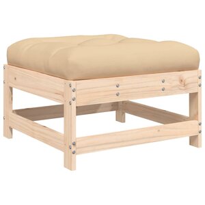 vidaXL Repose-pied de jardin avec coussin bois de pin massif