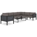 vidaXL Canapé central sectionnel et coussin Résine tressée Anthracite