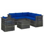 vidaXL Salon palette de jardin 7 Pièces avec coussins Bois de pin massif