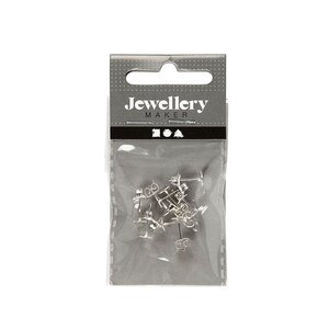 10 attaches boucles d'oreilles 13 mm - Argenté