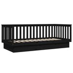 vidaXL Lit de jour Noir 90x200 cm Bois de pin massif