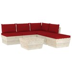 vidaXL Salon de jardin palette 6 Pièces avec coussins Épicéa imprégné
