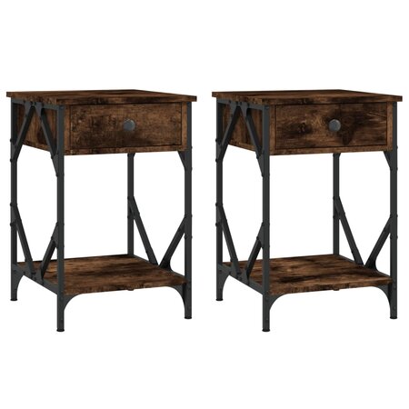 vidaXL Tables de chevet 2 Pièces chêne fumé 40x42x60 cm bois d'ingénierie