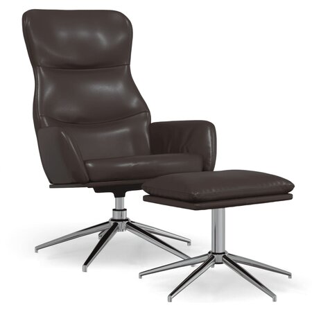 vidaXL Chaise de relaxation avec tabouret Marron brillant Similicuir