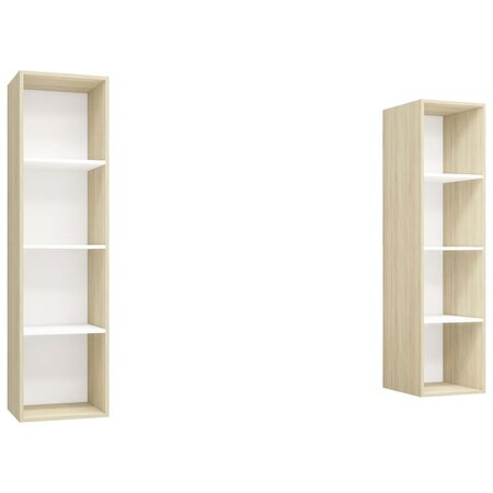 vidaXL Meubles TV muraux 2 Pièces Blanc et chêne sonoma Aggloméré