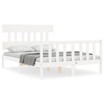vidaXL Cadre de lit avec tête de lit blanc 140x190 cm bois massif