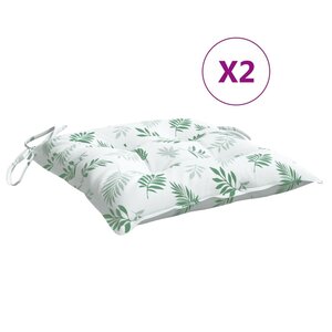 vidaXL Coussins de chaise 2 Pièces à motif de feuilles 40x40x7 cm tissu