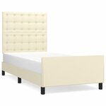 vidaXL Cadre de lit avec tête de lit Crème 90x200 cm Similicuir