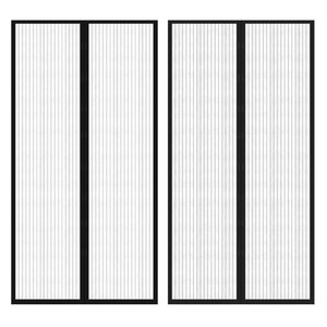 vidaXL Rideau de porte contre insectes 210x100cm 2 Pièces Magnétique Noir