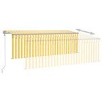 vidaXL Auvent automatique store capteur de vent LED 4 5x3m Jaune blanc