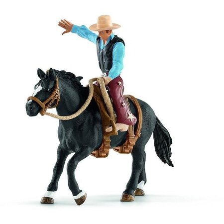 Schleich figurine 41416 - animal de la ferme - selle western avec un cowboy