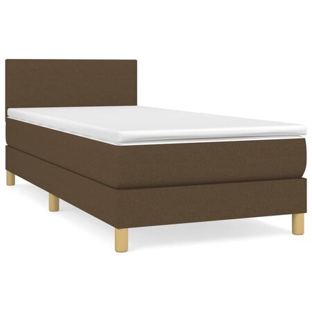 vidaXL Lit à sommier tapissier avec matelas Marron foncé 90x200 cm