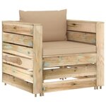 vidaXL Salon de jardin 7 Pièces avec coussins Bois imprégné de vert