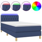 vidaXL Sommier tapissier avec matelas et LED Bleu 90x200 cm Tissu