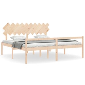 vidaXL Cadre de lit avec tête de lit 200x200 cm bois massif