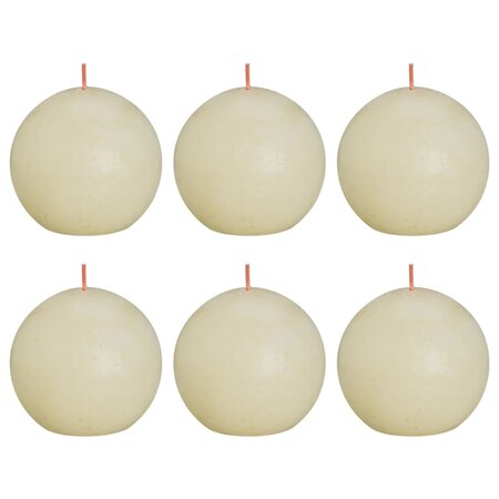 Bolsius Bougies boule rustiques Shine 6 Pièces 76x71 mm Perle douce