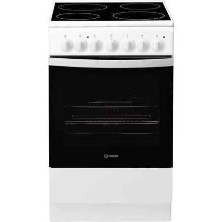 Indesit is5v4phw/e - cuisinière  blanc  table vitrocéramique  50cm  4 zones de cuisson  manettes  four cn  hydrolyse  61l