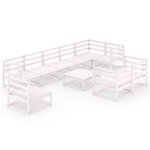 vidaXL Salon de jardin 10 Pièces Blanc Bois de pin massif