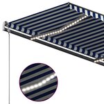 vidaXL Auvent manuel rétractable avec LED 4 5x3 m Bleu et blanc
