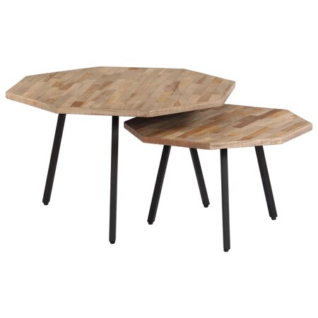 vidaXL Ensemble de table basse 2 Pièces Hexagonal Teck recyclé