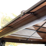 Pavillon de jardin tonnelle rigide dim. 3 6L x 3l x 2 65H m 4 parois latérales anti-UV beige 4 moustiquaires zippées éclairage LED solaire alu polycarbonate noir marron