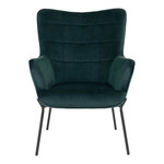 Fauteuil en velours vert avec pieds noirs