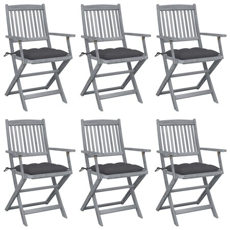 vidaXL Chaises pliables d'extérieur 6 Pièces avec coussins Bois d'acacia