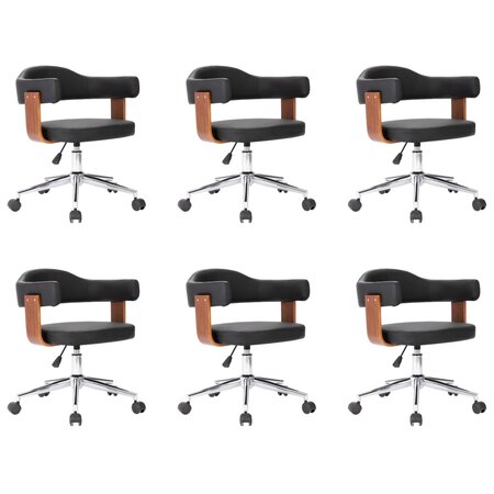vidaXL Chaises pivotantes à manger lot de 6 bois courbé et similicuir