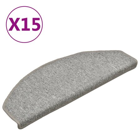 vidaXL Tapis de marches d'escalier 15 Pièces Gris clair 65x24x4 cm