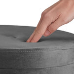 Tectake Tabouret avec coffre de rangement aspect velours transformable AVA - gris foncé