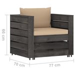 vidaXL Salon de jardin 12 Pièces avec coussins gris bois imprégné